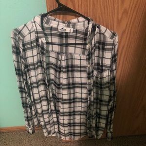 Hollister black and white flannel